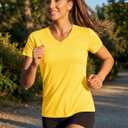 TACVASEN Women's V-Neck T Shirts Short Sleeve UPF 50+ Sun Protection Performance Quick Dry Athletic Workout Tee Tops (Yellow, XL)