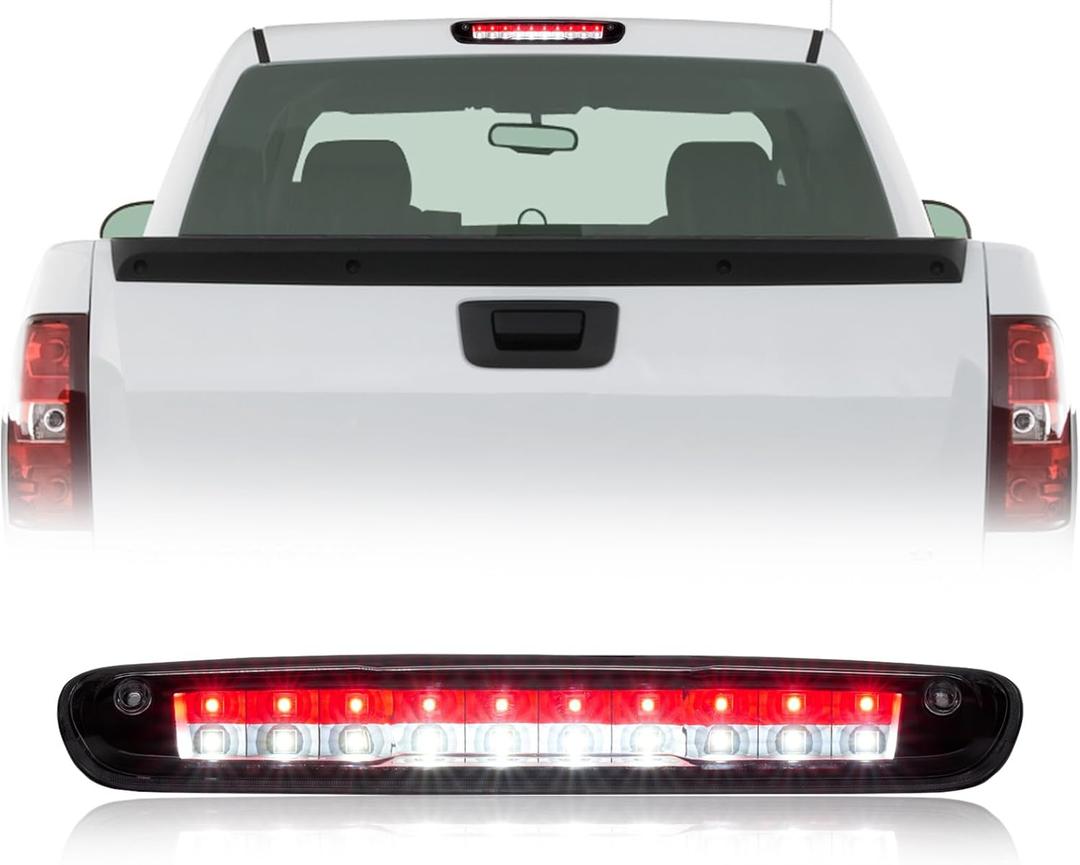 Third Brake Light With Strobe Flash for 2007-2013 Chevy Silverado Gmc Sierra 1500 2500 3500hd, Pickup Truck Rear Cab Center Tail Lights High Mount 3rd Stop Reverse Cargo Led Lighting (BLACK)