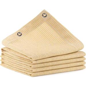 8x20 FT Shade Cloth, 90% UV Block, 200GSM HDPE Fabric | Breathable Beige Sun Shade Screen with Grommets for Patio, Pergola, Garden, Outdoor, Deck, Backyard & Carport