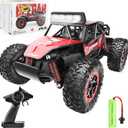 BEZGAR TB201 RC Cars-1:20 Scale Remote Control Car-2WD High Speed 20 Km/h Electric Toy Off Road Vehicle Monster Truck Crawler with LED Headlight and Rechargeable Battery for 8-12 Year Old Boys Girls (Red)
