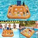 Floating Table for Pool Game with Waterproof Playing Cards, Inflatable Pool Party Tray Float for Drink Snack Holder, Floating Card Game Table, Pool Accessories for Hot Tub, Beach Summer Parties White