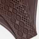 ZAFUL Women's Halter Triangle Bikini Set Crochet Boho Floral Swimsuit Cut Out Tie Side Two Piece Bathing Suit (Brown, M)