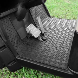 Golf Cart Floor Liner Mat 8mm Thick Rubber Full Coverage Only Fit for 2007-2016 Yamaha Drive (Gen1), G29, YDR, Adventurer Carts Diamond Deluxe Non-Slip Front Feet Mat Replacement - Black Trim