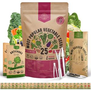 Organo Republic 25 Vegetable Seeds Variety Pack - 16,850+ Non-GMO Heirloom Seeds for Planting Vegetables & Fruits in Individual Seed Packets, Home Garden Seed for Hydroponic, Indoor & Outdoor Garden