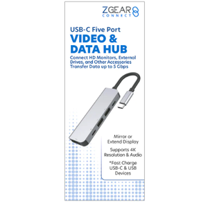 ZGEAR Five Port USB-C Video And Data Hub