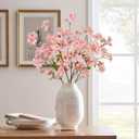 DILATATA Artificial Cherry Blossom Flowers 5 Pcs Silk Cherry Blossom Stems 27.5 Inch Long Stems Faux Silk Peach Flowers for Tall Vase Spring Decor Wedding Party Home Table Arrangement - Pink