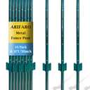 ARIFARO Fence Posts 3 Feet Sturdy Duty Metal Fence Post, Pack of 16, No Dig Garden U Post for Wire Fencing Steel Post for Yard, Outdoor Wire (Green 16 PCS)