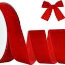 TONIFUL Red Velvet Ribbon 2 Inch x 25yds, Wide Valentine Ribbon for Christmas Wreath Decoration Handmade Craft Ornaments Gift Wrapping & Bow Making, Anniversary Wedding Bouquet Packaging
