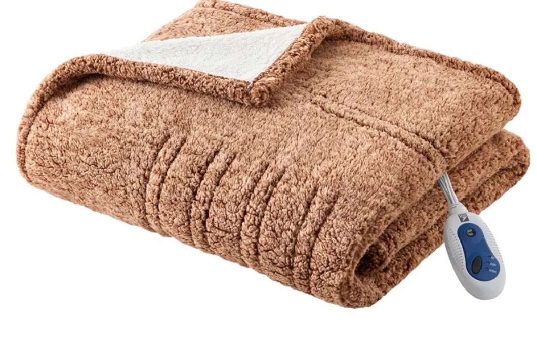 Brand: True North by Sleep Philosophy
True North by Sleep Philosophy Marbled Sherpa Heated Throw, Ultra Cozy Sherpa Face and Solid Reverse Electric Blanket, 3-Setting Heat Controller, 50" x 60", Brown
