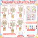 24 Pcs Flower Pot Picture Frames Painting Craft Kit Spring Crafts Unfinished Wood Flower DIY Picture Frame Blank Photo Holder with Painting Tools Gem Stickers for Kids Paint Mother's Day