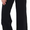 Houmous Wide Leg Pants Women Cotton Yoga Pants High Waist Loose Lounge Stretch Trousers with Pockets (XX-Large, Black)