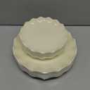 LIYH 24 Pcs Plastic Plates Reusable,Unbreakable Dinner Plates, Scalloped Plastic Plates, Dishwasher Safe,Ivory Plate Sets Perfect for Parties, Birthday, Picnics, BPA Free(12Guests)