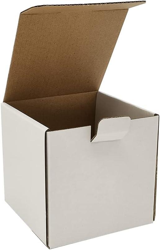 300 Pack 4x4x4'' Small Shipping Boxes, Corrugated Cardboard Mailers for Business, White (LM444-300)