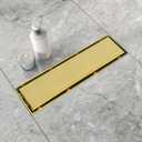 Neodrain 12" Gold Linear Shower Drain,2-in-1 Flat& Tile Insert Cover
304 Stainless Steel,Fast Drainage, Durable,Rectangle Shower Floor Drain with Adjustable Feet,Hair Strainer,Fits Bathrooms