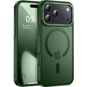 Newfuture Magnetic for iPhone 17 Pro Case [Compatible with Magsafe] [Military Grade Drop Protection] Translucent Matte Anti-Scratch Shockproof Protective Phone Cover 6.3 Inch, Dark Green