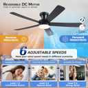 Ayaoty 46" Ceiling Fans with Lights and Remote - Black Flush Mount Ceiling Fan Light with ABS Blades and 3CCT Dimmable, Reversible, Low Profile Fan Light for Indoor Modern Bedroom, Kitchen