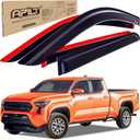 Outside-Mount Rain Guards Window Visors for 2024-2025 Toyota Tacoma Double Cab Wind Vent Deflectors Truck Accessories Dark Smoke 4-Piece Set with Thicker