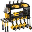 Power Tool Organizer with Charging Station, Heavy Duty Modular Wall Mount Rack for Garage & Shed Organization, 4 Drill Holders, Fathers Day Anniversary Birthday Gifts for Men Dad Him Husband(Black) (3 Layer)