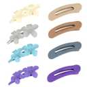 CAVETEE Flat Hair Clips for Women, 8 PCS Hair Claw Clips with Flower Duck Billed Clip for Women and Girls Thin Hair