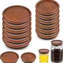Molain 6Pack Regular Mouth and 6Pack Wide Mouth Mason Jar Lids, Acacia Wood Mason Jar Lids, Reusable Canning Lid with Airtight Silicone Seal for Ball Jars (Brown)