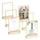 Dasher Products Gold Picture Frames Double-Sided, 6-Pack 4x6 Acrylic Table Number Holders, Clear Easel Stands for Signs, Gold Frames for Wedding Table Numbers, Menu Holders, and Photo Displays for Events and Décor