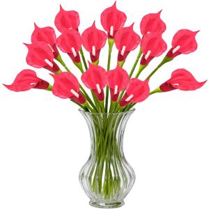 Calla Lily Artificial Flowers 22PCS 25" Real Touch Long Stem Faux Calla Lillies for DIY Wedding Bouquet Party Home Decor (Red)