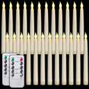 Tuanse 24 Pack 24 Pack Flameless Flicker Taper Candles Bulk with Remote and Timer, Battery Operated LED Warm White Taper Candles Light for Home Wedding Decoration Gifts (Beige,8 Inch)