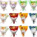Wavwavw 12 Pcs Graduation Gifts for Teacher, Positive Handmade Mini Crochet Flower Bouquet Thank You for Helping Me Grow Teachers Gifts for Graduation End of Year Women Men (Fresh)