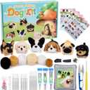 Needle Felt Starter Kit, 6 Pieces Dog Wool Needle Felting Kit, Needles Felting Supplies with Instruction, Felting Foam Mat, Wool Felting Kit for DIY Craft Animal Home Decoration
