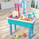 Play Kitchen Sink Toys, Blue Electric Dishwasher Playing Toy with Running Water, Play Food & Tableware Accessories, Kitchen Set Toys, Role Play Sink Set for Toddlers Kids Boys Girls