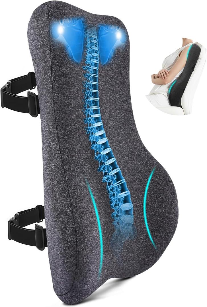 24'' Tall Back Support Pillow Fully Support Entire Back and Shoulder for Pain Relief and Comfort, Memory Foam Back Cushion for Back Rest, Ideal for Executive Office Chair, Computer & Gaming Chair (Black)