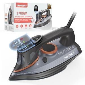 Amazon.com: IRONDAY Steam Iron for Clothes with LCD Screen, 1700W Iron Non-Stick Ceramic Soleplate, Auto Shutoff, Self-Cleaning, Anti-Drip, Steam Burst, Spray Mist 10.14oz Water Tank Ironing Clothes for Home,Grey : Home & Kitchen