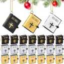 Equsion 24 Pcs Christmas Hanging Ornaments Mini Holy Bible Books Christian Gifts Religious Hanging Decor for Xmas Tree Church Home Decorations