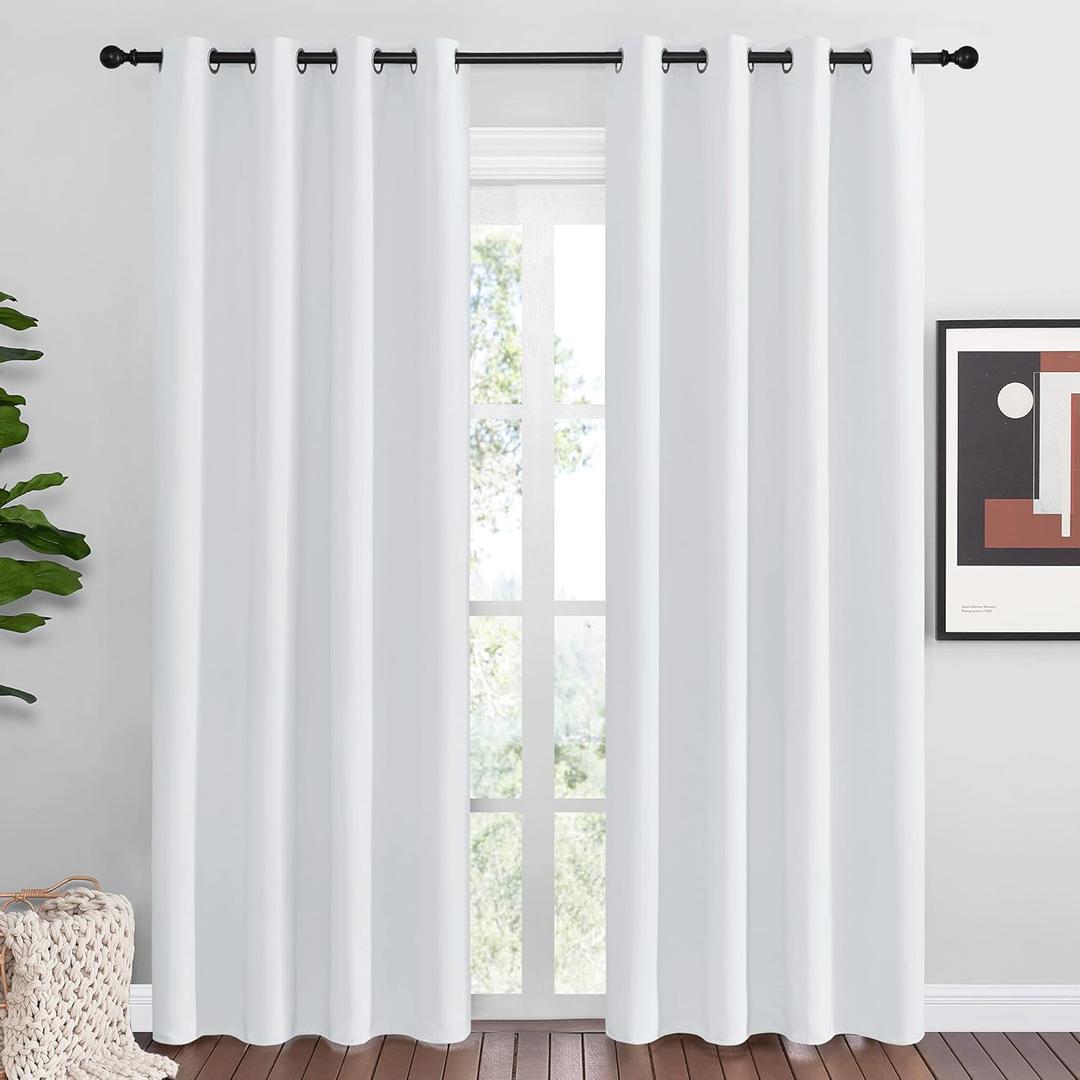 NICETOWN Room Darkening Curtains for Living Room - Easy Care Solid Thermal Insulated Grommet Room Darkening Curtains/Panels/Drapes for Bedroom (2 Panels, 55 by 86, Greyish White) NICETOWN Room Darkening Curtains for Living Room - Easy Care Solid Thermal Insulated Grommet Room Darkening Curtains/Panels/Drapes for Bedroom (2 Panels, 55 by 86, Greyish White)