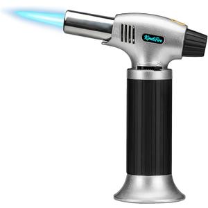 Butane Torch Lighter, Refillable Kithcne Torch with Safety Lock, Continuous Flame Mode, Adjustable Flame for Kitchen, Soldering and Bakingl(Butane Gas Not Included)