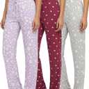 Real Essentials 3 Pack: Womens Ultra-Soft Comfy Pajama Lounge Pants Sleepwear (Large)