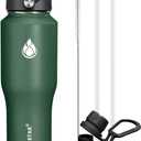 SENDESTAR Water Bottle,Wide Mouth Stainless Steel Vacuum Insulated Double Wall Keep Liquids Cold or Hot All Day,Sweat Proof Sport Design,Fit Car Cup Holder,Dark Green,32 Ounces