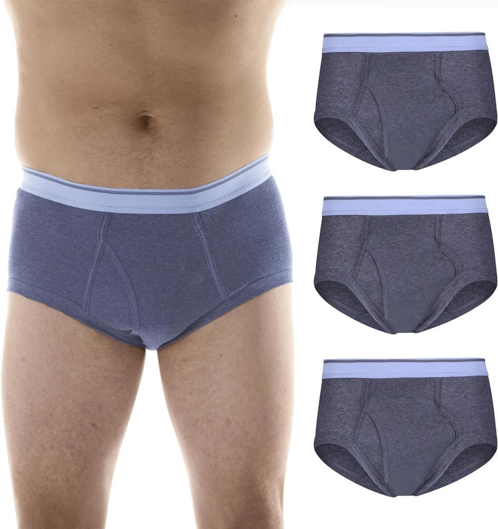 Wearever Incontinence Underwear for Men - Reusable & Washable Men's Bladder Control Briefs with Regular Absorbency - Leak Proof Underwear 150 ml (Pack of 3) (Gray) (L)