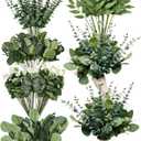 CulaLuva 130 Pcs Bulk Mixed Faux Greenery Stems | 5 Types Artificial Eucalyptus Branches, for Flower Arrangements/ Wedding Bouquets/ Vase Centerpieces and Home Decor