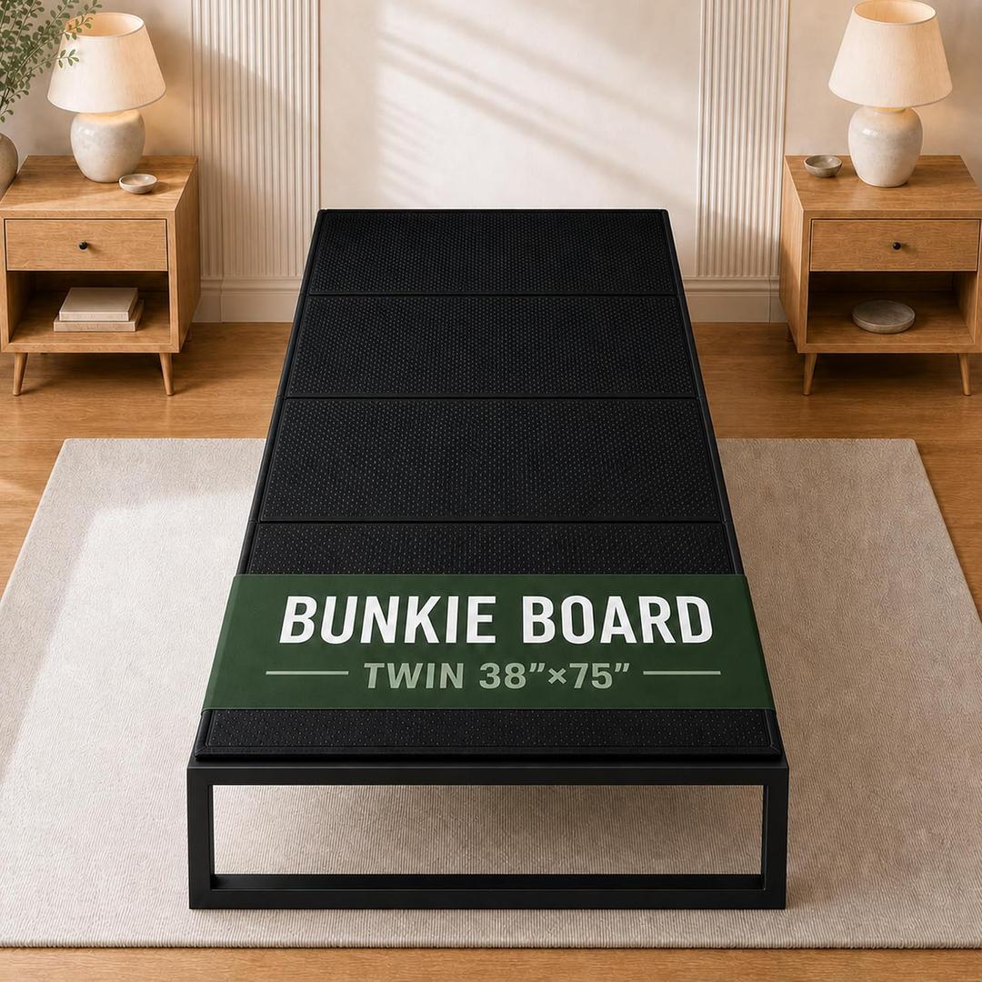 DFAN 38"×75" Bunkie Board Twin Size – Double Sided Non-Slip Breathable Bed Support, Anti-Sag Twin Bed Slats Support Under Mattress for Slatted Bed Frame Base, Metal Frames, Sofa Beds, Foldable Black