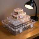 28 Pack Rectangular Mixed Sizes Clear Plastic Storage Containers Box with Hinged Lid for Beads and Other Small Craft Items
