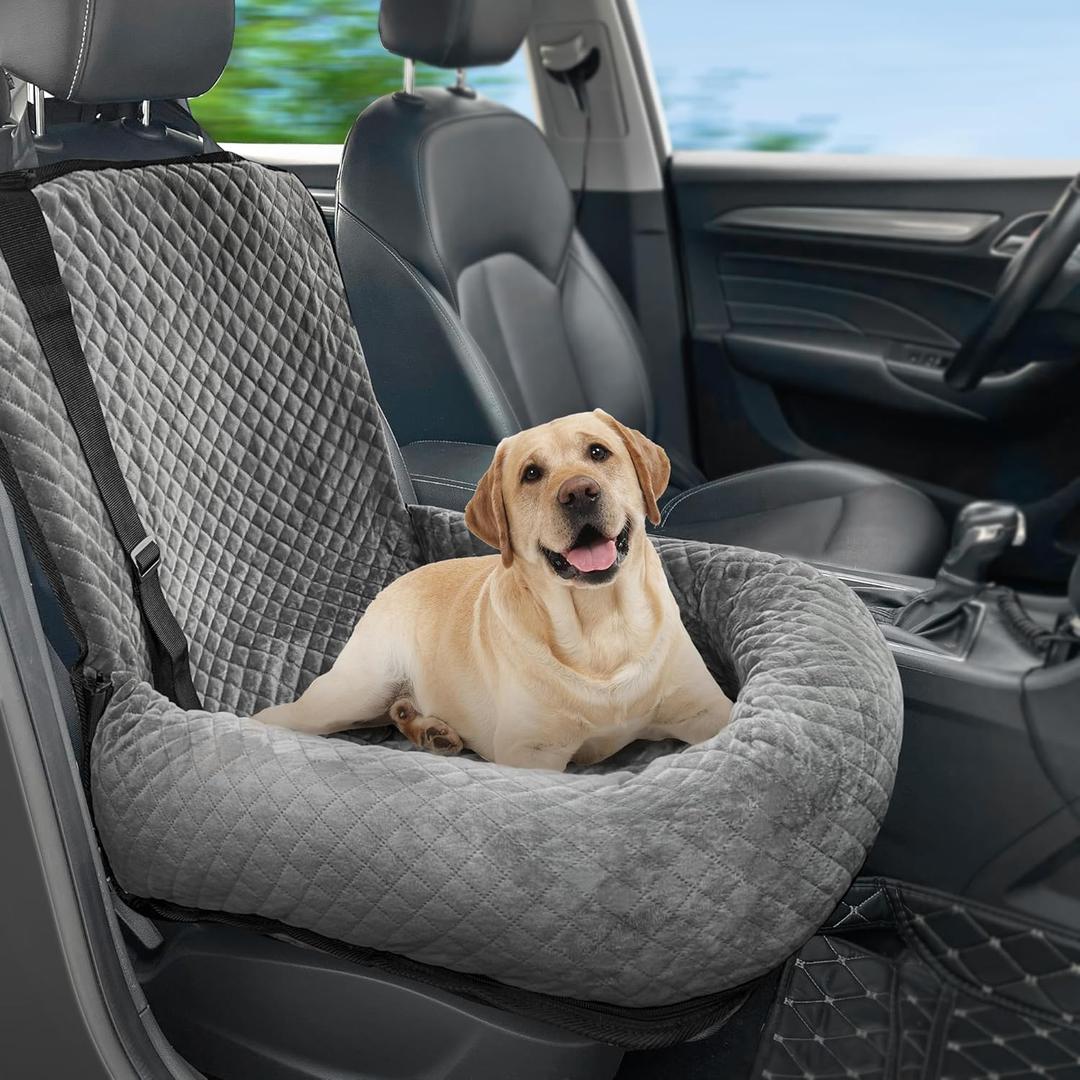 Dog Car Seat for Small Medium Dogs,Detachable Washable Travel Safety Pet Booster Seat, Comfy Ultra Soft and Multifunctional Car Travel Bed,Grey (Gray)