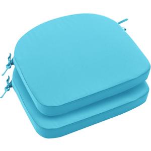 Outdoor Chair Cushions Set of 2: Waterproof & Fade Resistant Patio Furniture Cushions - 19 x 19 x 2 Inch Non Slip Round Corner Seat Cushion Pads with Removable Cover for Garden Yard Lawn, Teal