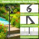 Single Step Handrail, 1 or 2 Steps Single Post Handrail in Ground, Black Rust-Proof Wrought Iron Stair Railing for Seniors, Porch, Deck