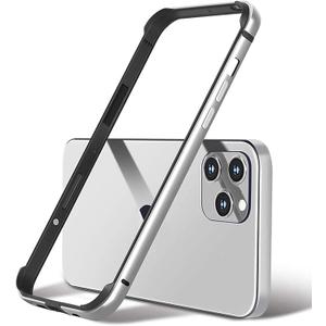 New Aluminum Frame Metal Bumper Frame Slim Hard Case Cover for iPhone15Pro MAX, Metal Frame with Soft Inner Bumper, Raised Edge Protection (Silver, for iPhone15 Pro Max)
