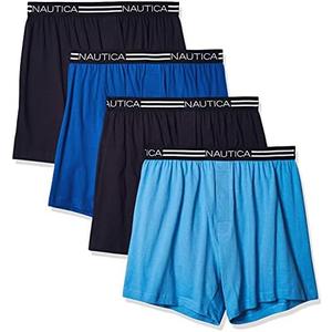 Nautica Men's 4 Pack Classic Cotton Loose Knit Boxers, Size: Large