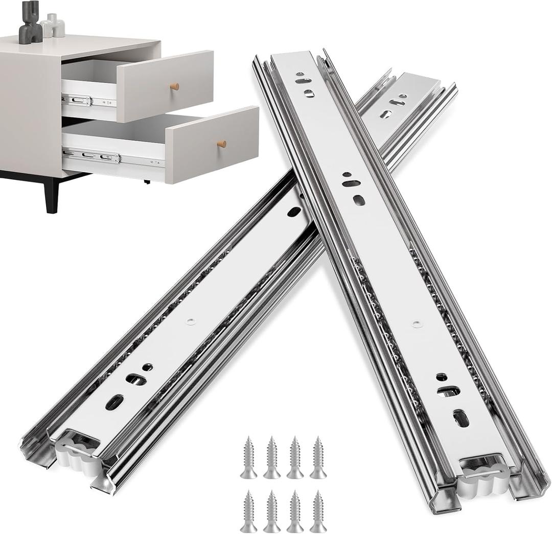 goldenwarm 10 Pair Metal Silver Drawer Slides 22 Inch, Side Mount Ball Bearing Full Extension Glides for Dresser, Tool Box, Trash Can, and Kitchen Cabinets, Heavy Duty 100 LB Capacity