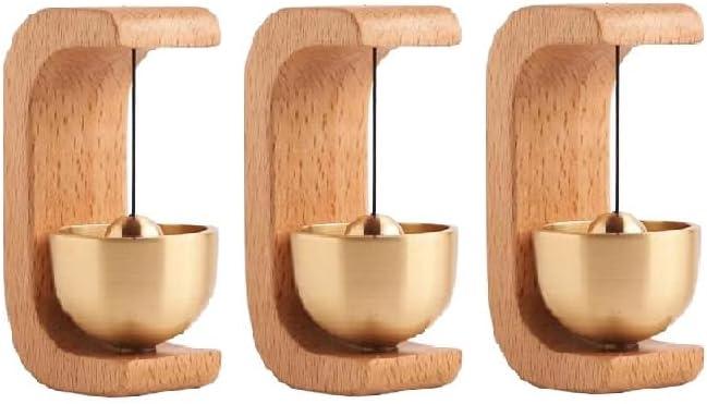 Rehmanniae Door Chime for Entrance [3PCS] Magnetic Brass Doorbell | Handmade Wooden Doorbell Shopkeepers Bell for Door Opening | Wooden Magnetic Door Bell Chime for Entrance | Welcome Doorbell
