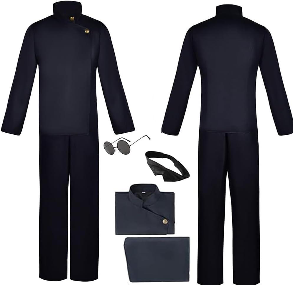 Men Costume Outfit Men Uniform Black Set Top Pants Halloween (Small)