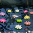 LACGO Waterproof Floating Lotus Light, 12PCS Floating Lily Light Water Activated Artificial Flowers Battery Operated for Wedding Pool Anniversary Garden Decoration(6 Inch, Mix-Color)
